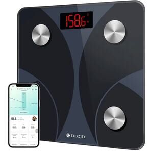 Etekcity Fit 8S Smart Fitness Scale Digital Bathroom Body Weight Fat BMI Black